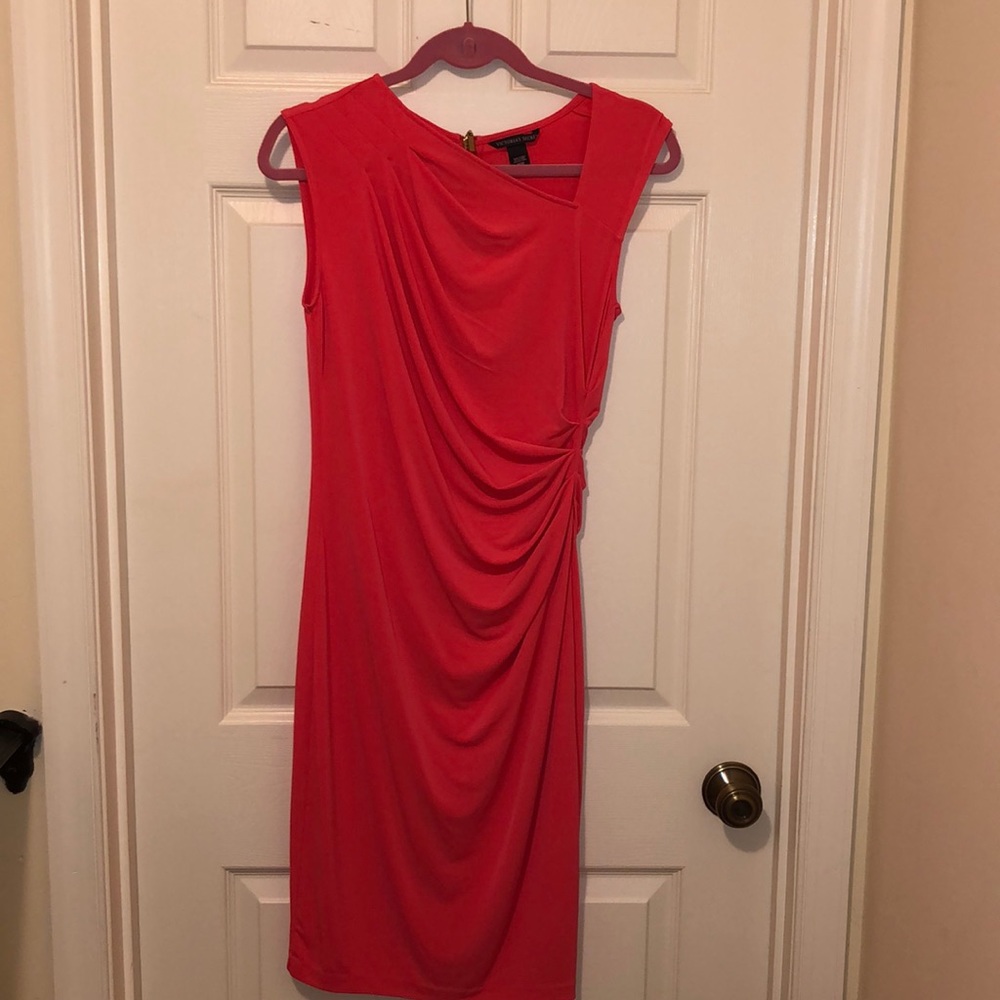 Coral side rouched dress